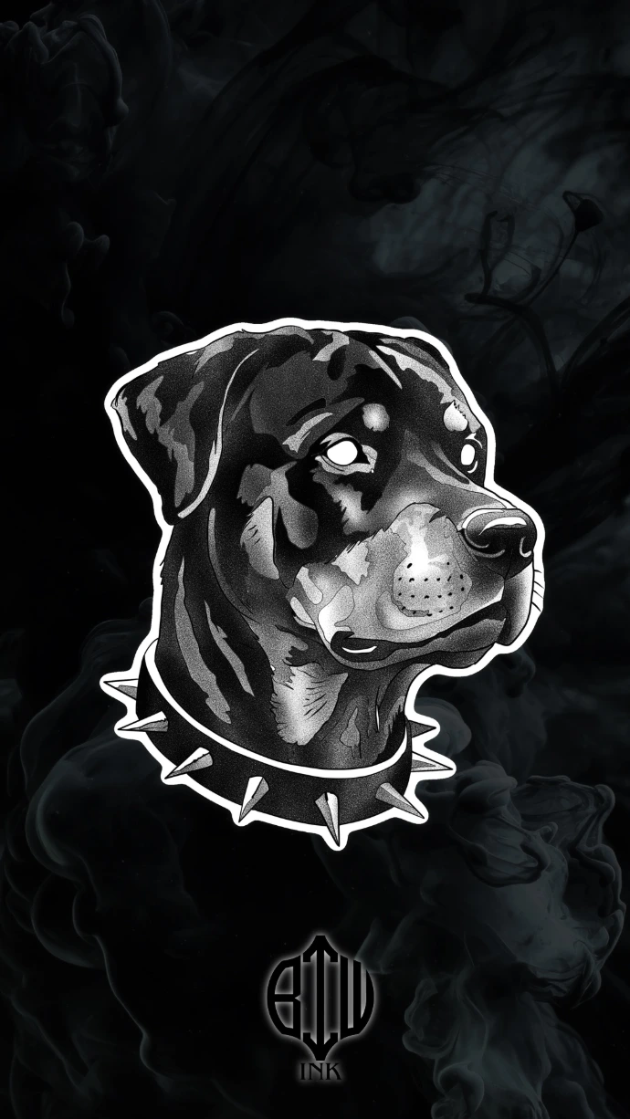 tatouage flash disponible rotweiler style blackwork
