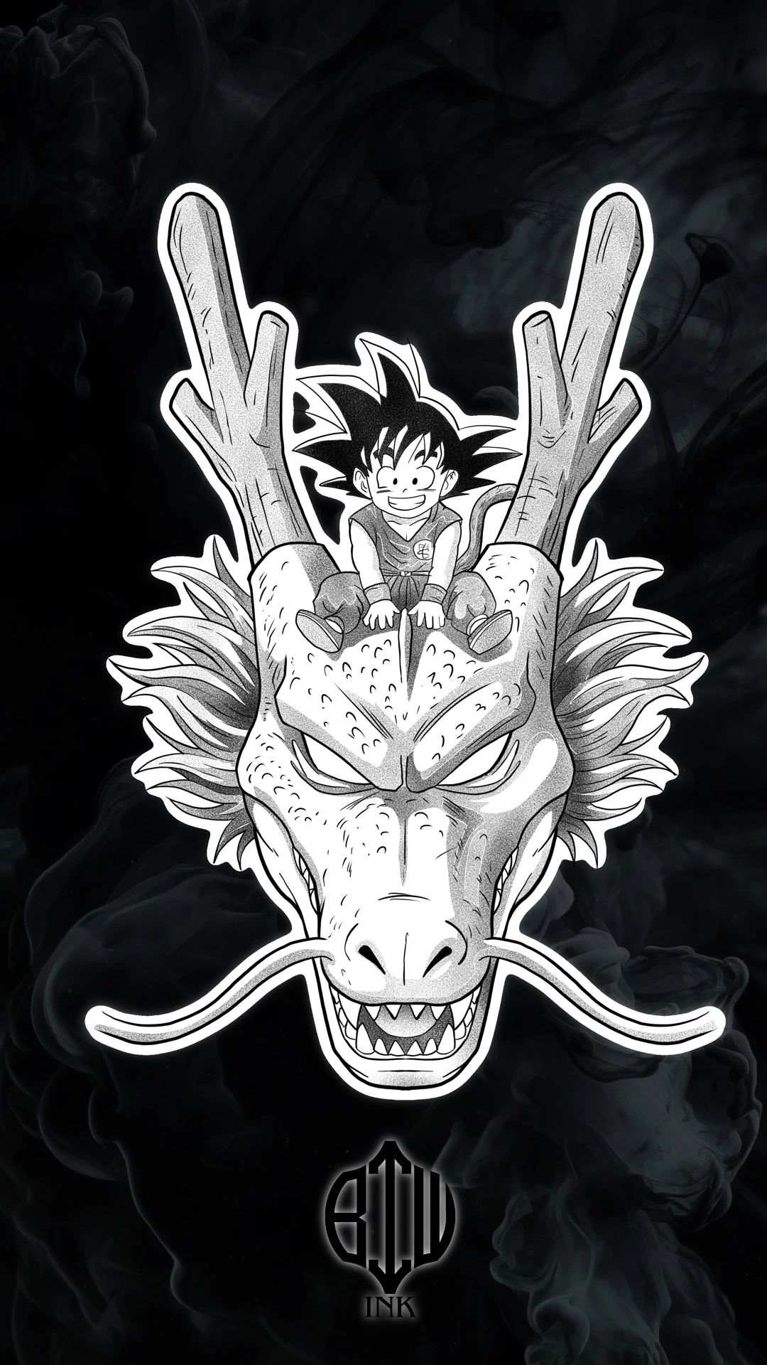 tatouage flash manga goku enfant et shenron avignon