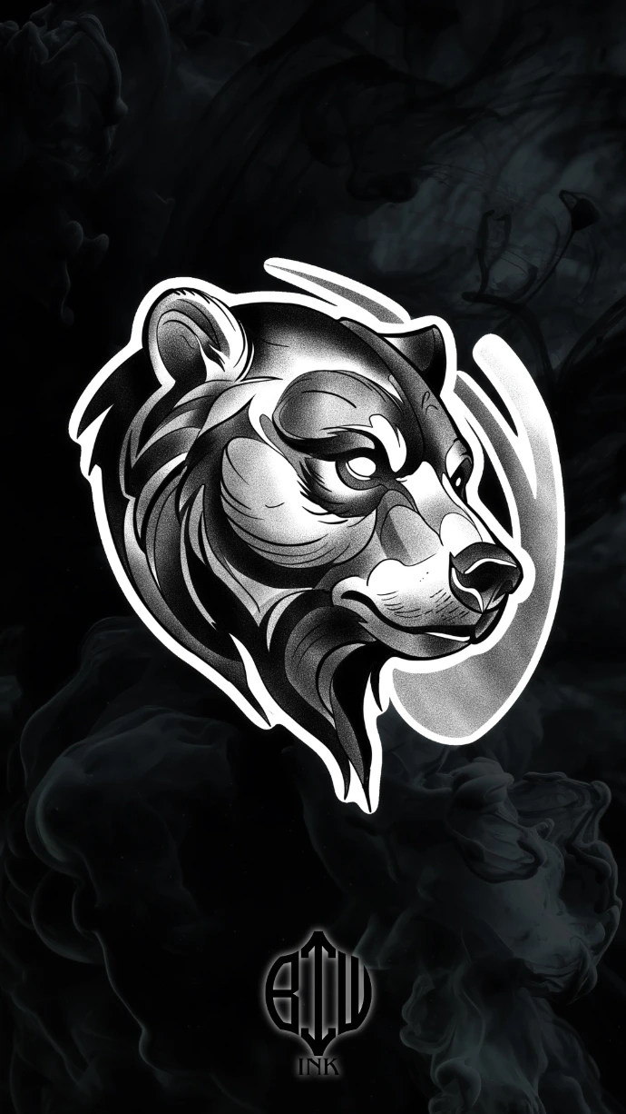 tatouage flash disponible ours style blackwork