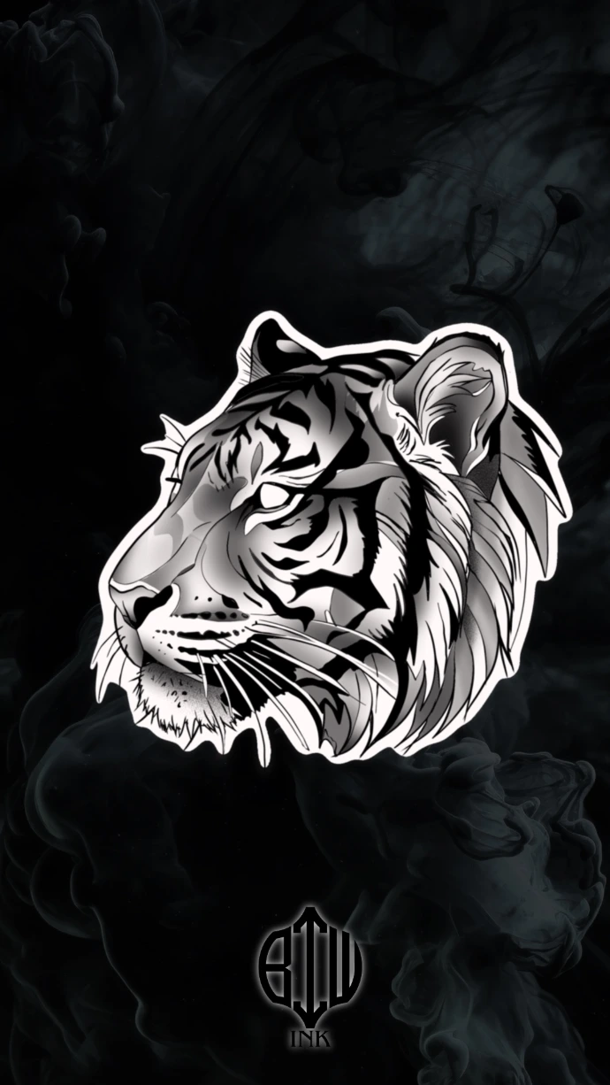 tatouage flash disponible tigre style blackwork